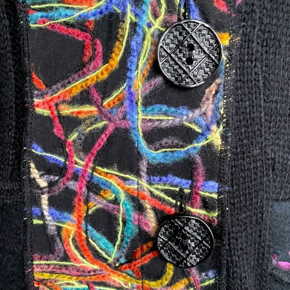 vintage whimsigoth embroidered fur cardigan